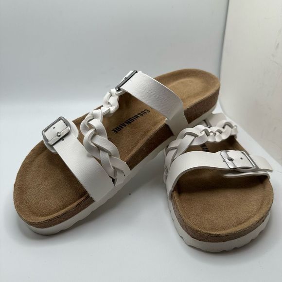 CUSHIONAIRE Women's  Cork footbed Sandal with +Comfort  8.5 WHITE - Picture 7 of 7